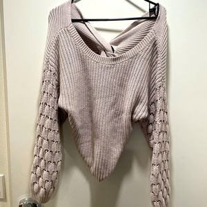Stylish semi-off shoulder knit sweater